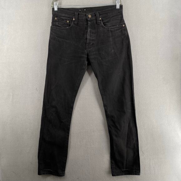 Route Blue Thailand Rare Selvedge Jeans Mens 33 Black Button Fly Straight Leg